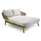 Șezlong în aer liber cu cadru din tec, frânghii și perne - Cort Viadurini