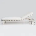 Șezlong în aer liber din aluminiu și țesătură cu roți - Solaria Viadurini