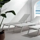 Sezlong de exterior din Aluminiu si Textilena cu Roti Retractabile, 2 Bucati - Magar Viadurini