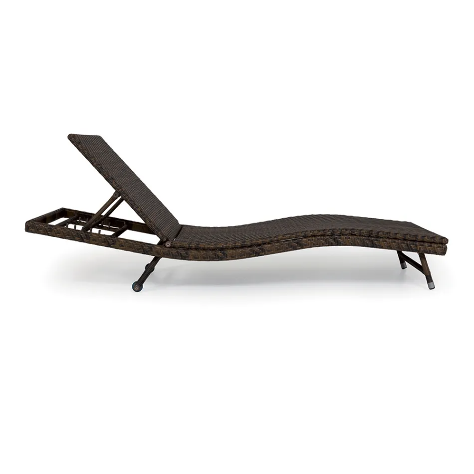 Sezlong de exterior din Polyrattan cu roti - Meredith Viadurini