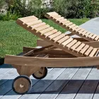 Sezlong de exterior din Teak Natural - Yggdrasil Viadurini