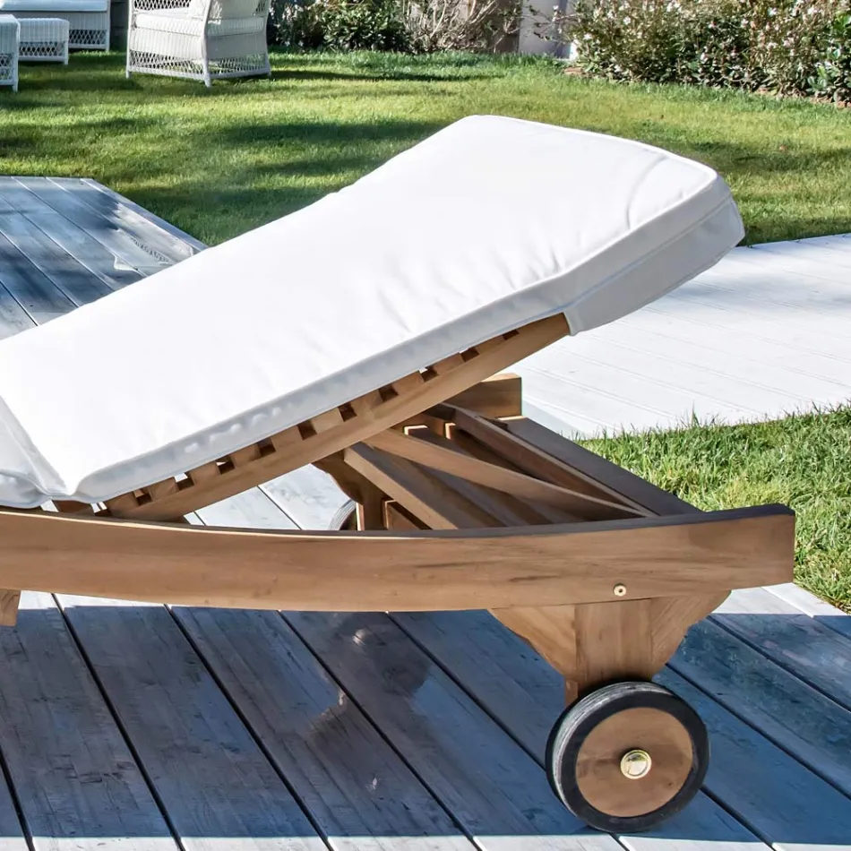 Sezlong de exterior din Teak Natural - Yggdrasil Viadurini