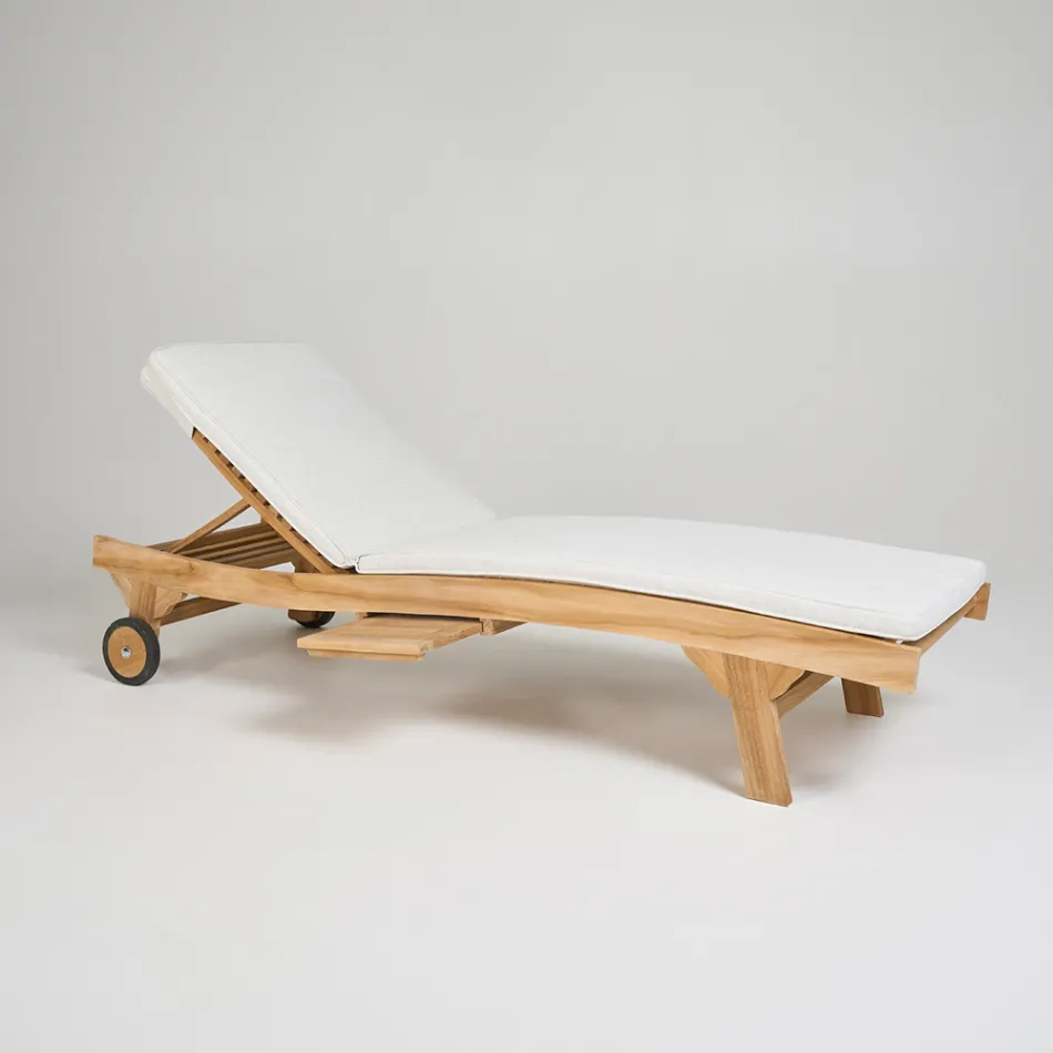 Sezlong de exterior din Teak Natural - Yggdrasil Viadurini