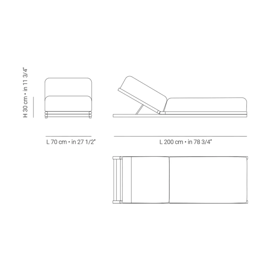 Sezlong de exterior din Tesatura si Structura din Lemn Made in Italy - Armelia Viadurini