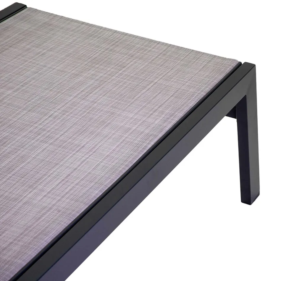 Șezlong în aer liber din aluminiu și textilenă cu 2 roți - costum Viadurini