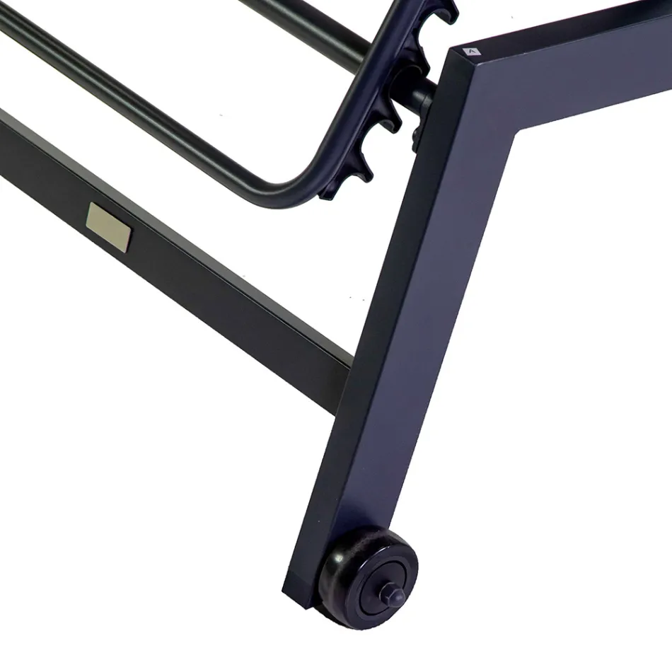 Șezlong în aer liber din aluminiu și textilenă cu 2 roți - costum Viadurini