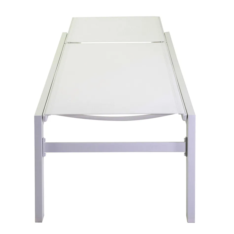 Șezlong în aer liber din aluminiu și textilenă cu 2 roți - costum Viadurini