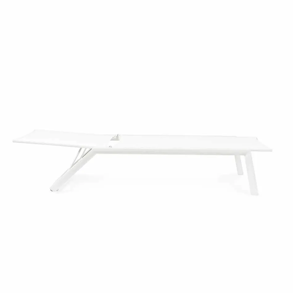 Șezlongul înclinat în exterior cu roți din aluminiu și textilen - Bijuterie Viadurini