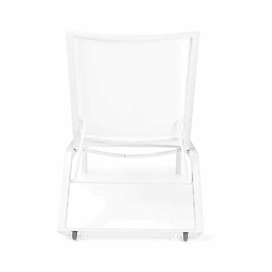 Șezlongul înclinat în exterior cu roți din aluminiu și textilen - Bijuterie Viadurini