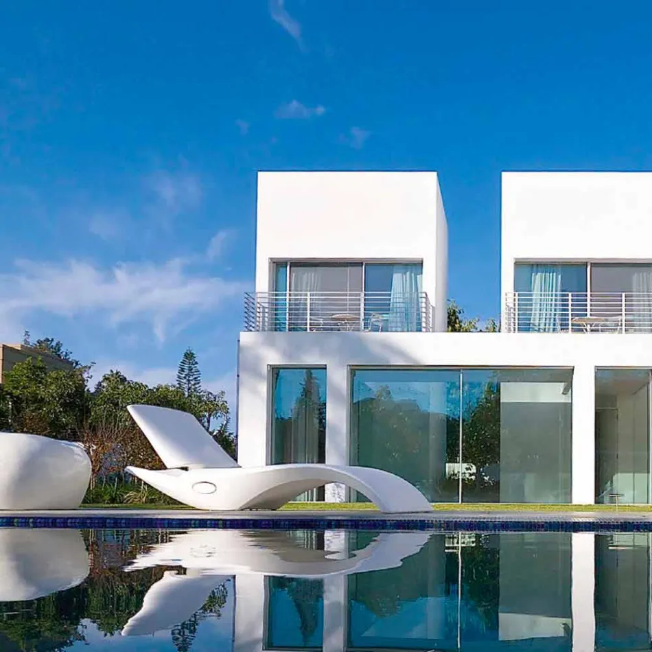 Șezlong de grădină Design Chaise Longue din plastic alb - Zoe by Mayyour Viadurini