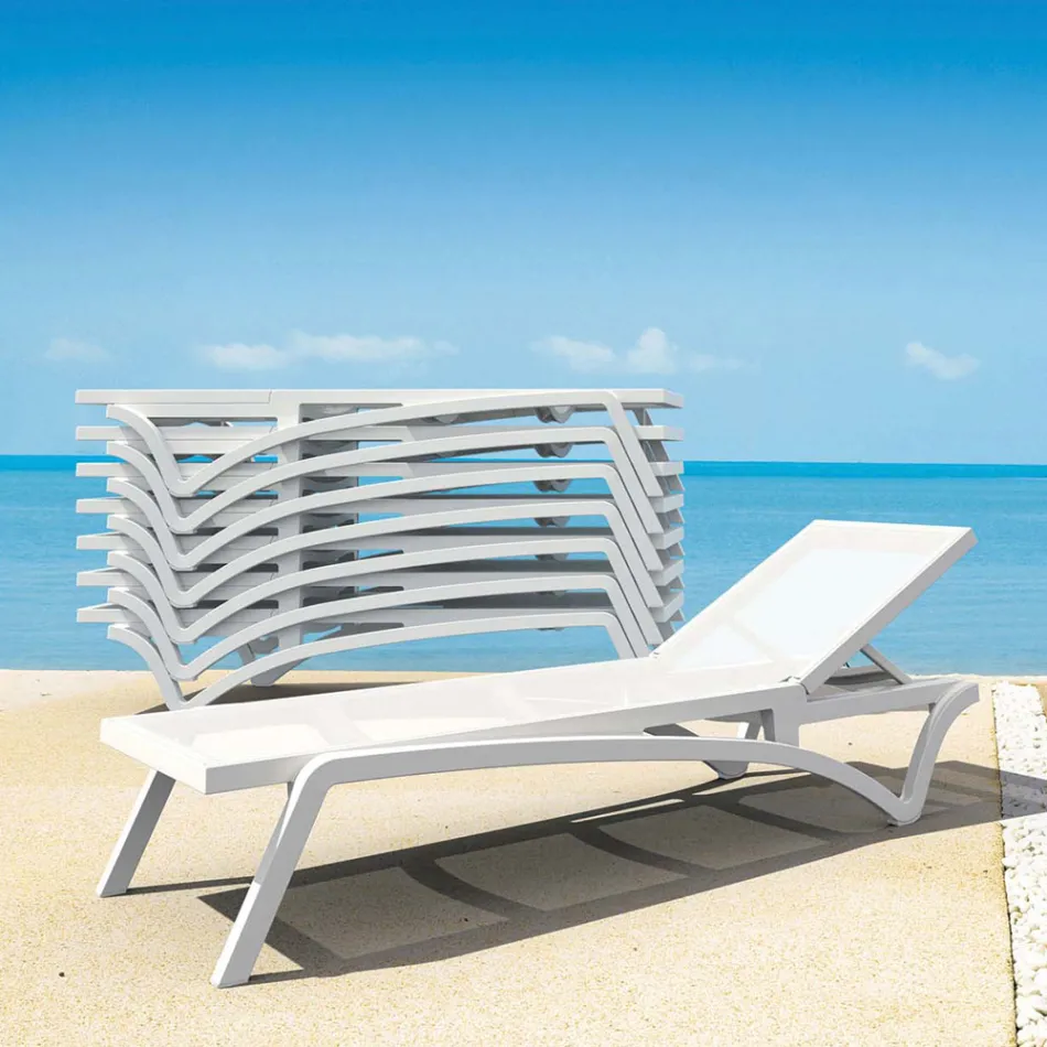 Sezlong de gradina stivuibil din Polipropilena si Textilena Colorata - Artelia Viadurini