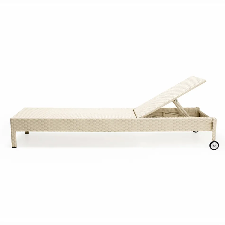 Sezlong de grădină din Poly Rattan cu roți - plajă Viadurini