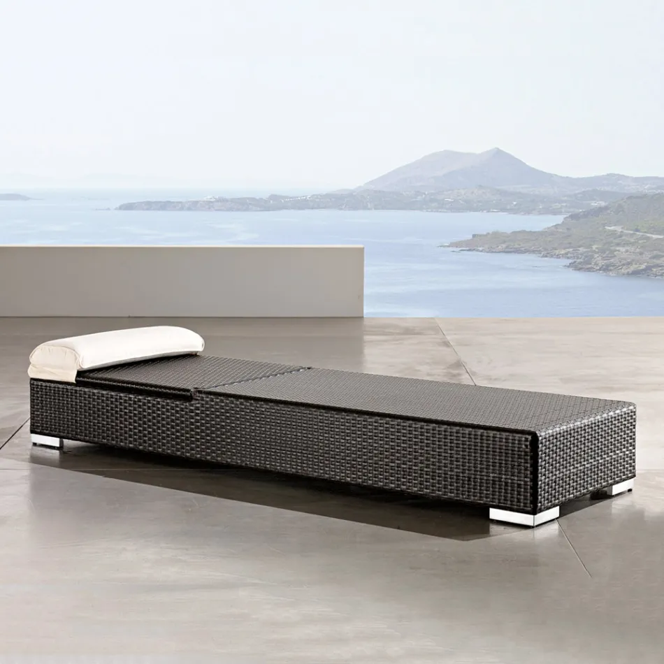 Sezlong de grădină din Polyrattan țesut manual - Experia Viadurini