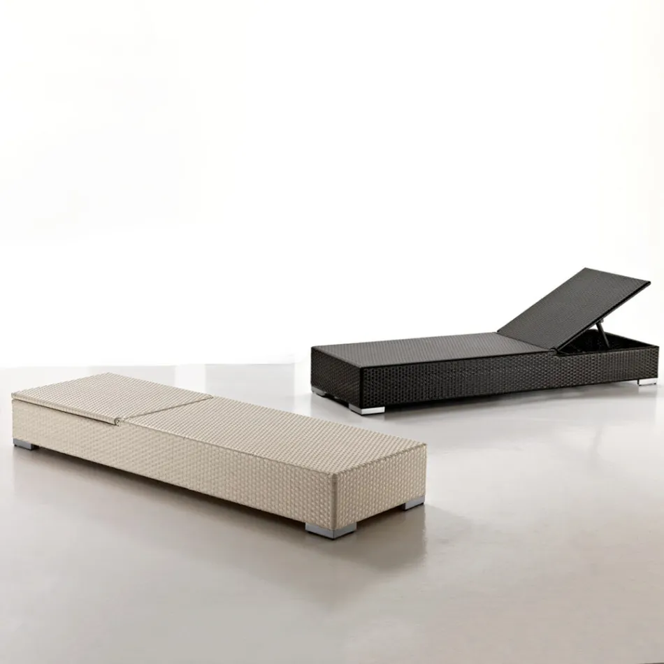 Sezlong de grădină din Polyrattan țesut manual - Experia Viadurini