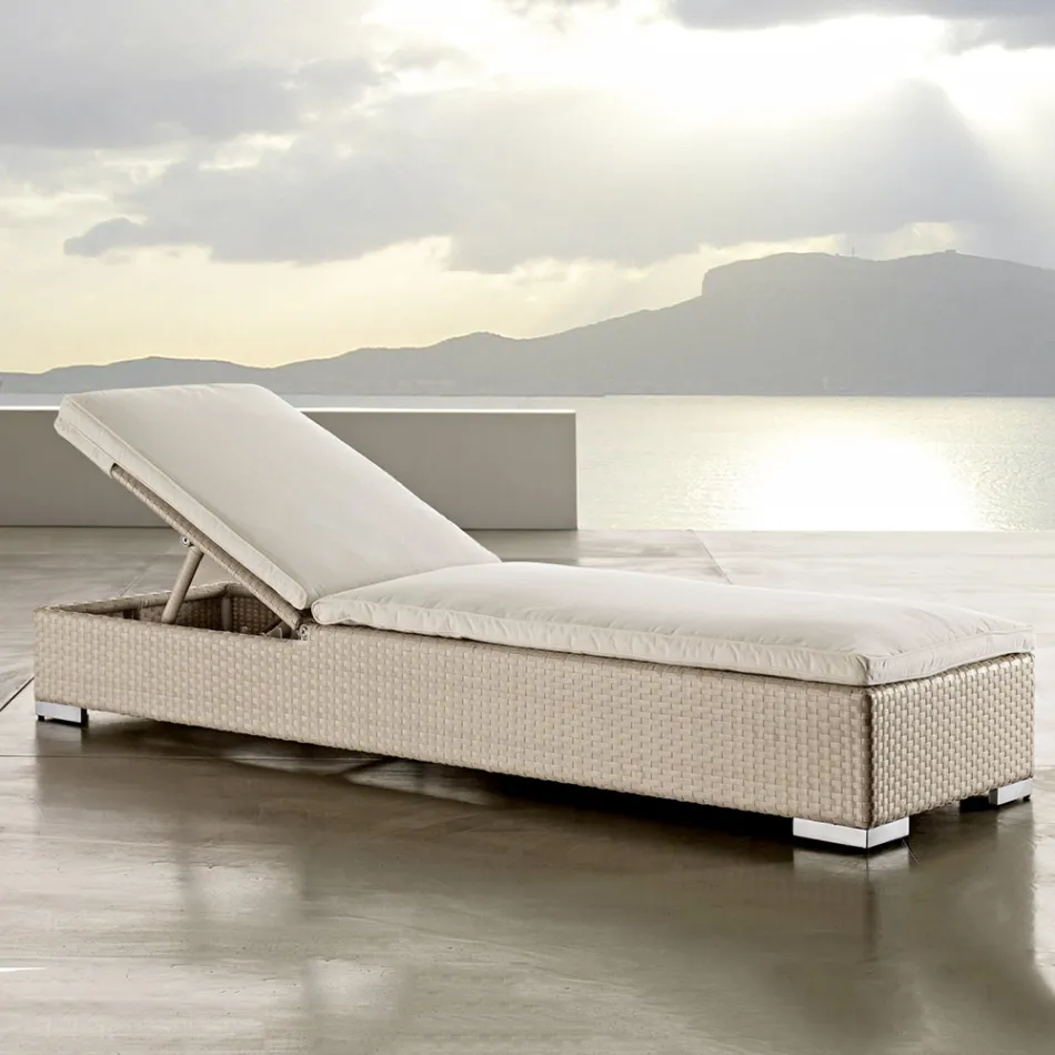 Sezlong de grădină din Polyrattan țesut manual - Experia Viadurini