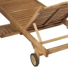 Sezlong de gradina din Teak cu Masa Detasabila si Roti - Oasi Viadurini