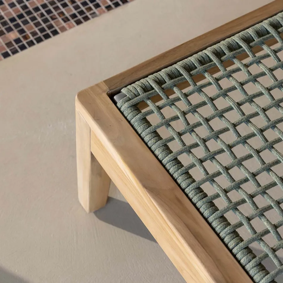 Șezlong de grădină din tec și frânghie - Jhon Viadurini