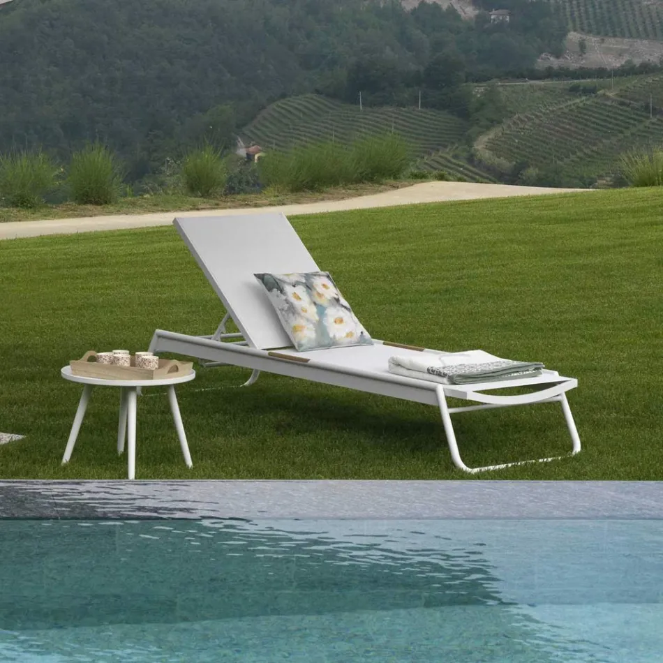 Pătuț din aluminiu și Textilene cu inserție Polywood - Ink Viadurini