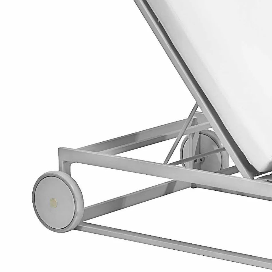 Șezlong de grădină din aluminiu, roți și spătar înclinat - Julie Viadurini