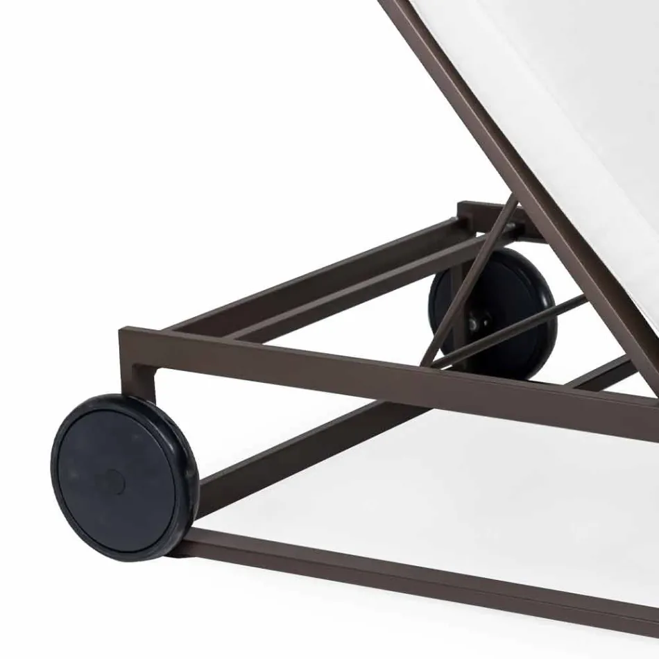 Șezlong de grădină din aluminiu, roți și spătar înclinat - Julie Viadurini