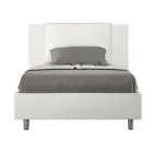 Pat 120x200 cm cu tăblie și perne din piele ecologică, fabricat în Italia - Olimpiadi Viadurini