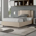 Pat 120x200 cm cu tăblie și perne din piele ecologică, fabricat în Italia - Olimpiadi Viadurini