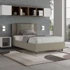 Pat 120x200 cm cu tăblie și perne din piele ecologică, fabricat în Italia - Olimpiadi Viadurini