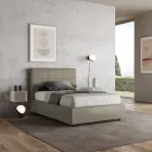 Pat 140x200 cm cu tăblie dreptunghiulară din piele ecologică, fabricat în Italia - Brina Viadurini