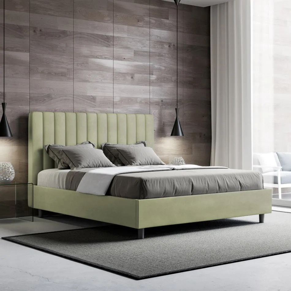 Pat din microfibră 160x200 cm cu linii verticale simetrice, fabricat în Italia - Glove Viadurini