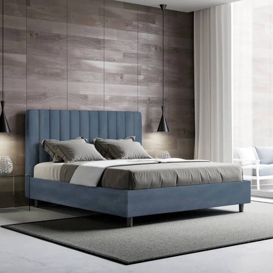 Pat din microfibră 160x200 cm cu linii verticale simetrice, fabricat în Italia - Glove Viadurini