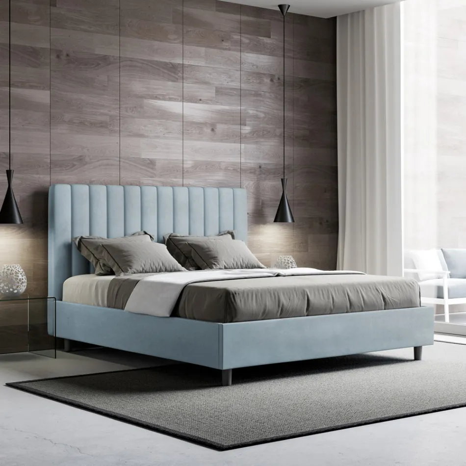 Pat din microfibră 160x200 cm cu linii verticale simetrice, fabricat în Italia - Glove Viadurini