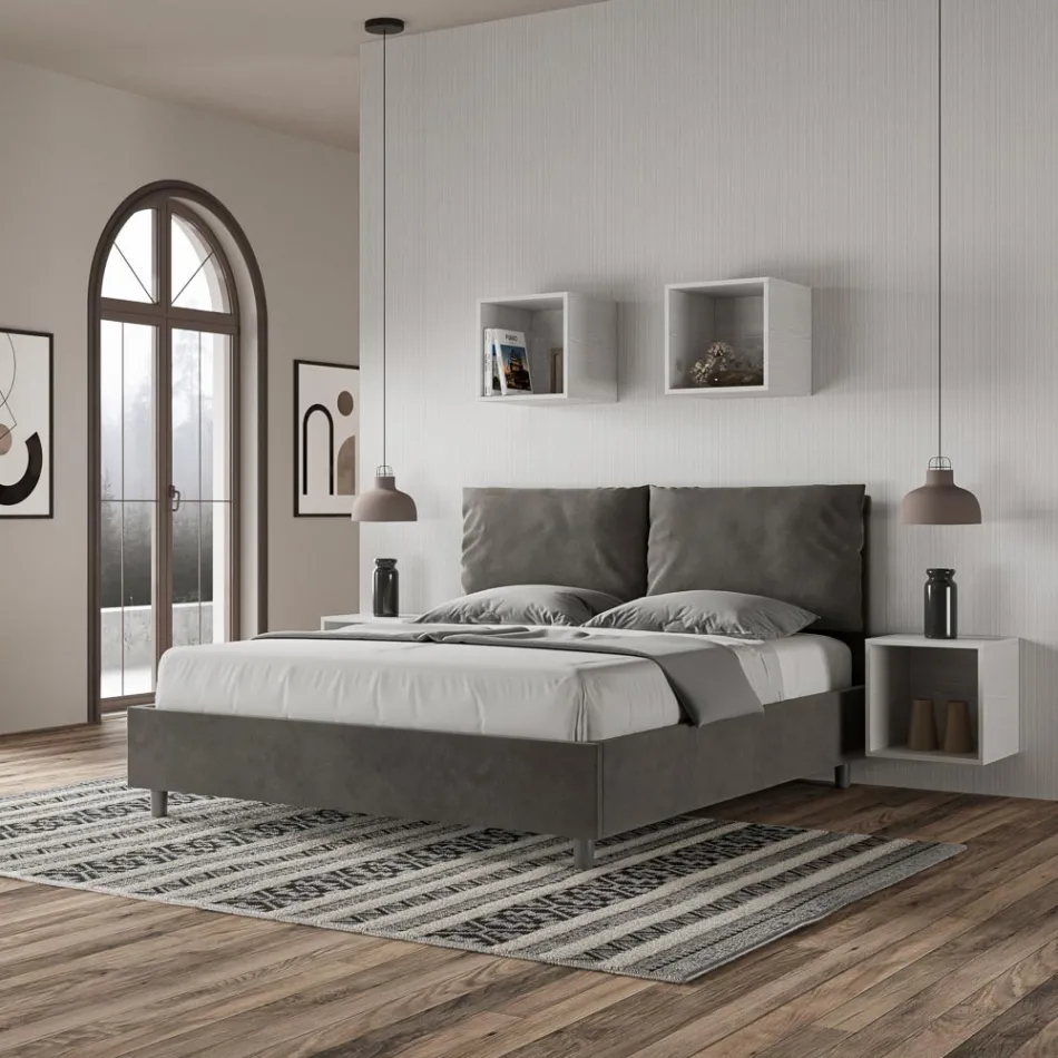 Tăblie de pat 160x200 cm cu perne din microfibră fabricată în Italia - Olympics Viadurini