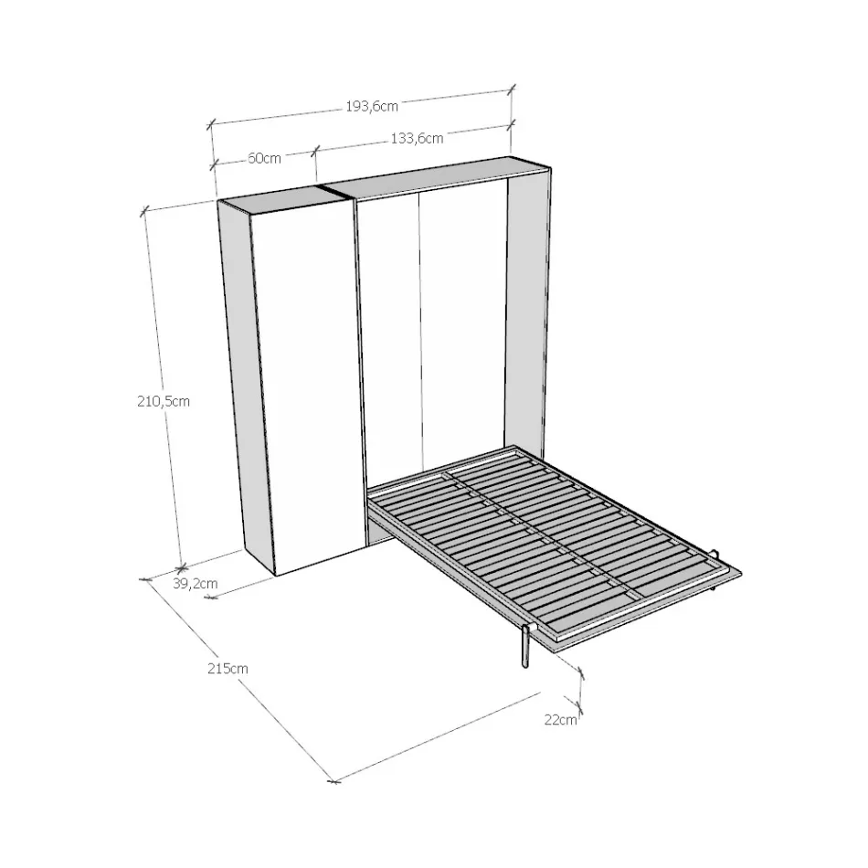 Pat Queen Size cu rabatabil vertical și coloană - Magicarbe Viadurini