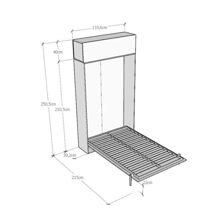 Pat Queen Size cu rabatabil vertical și unitate de perete - Magicarbe Viadurini