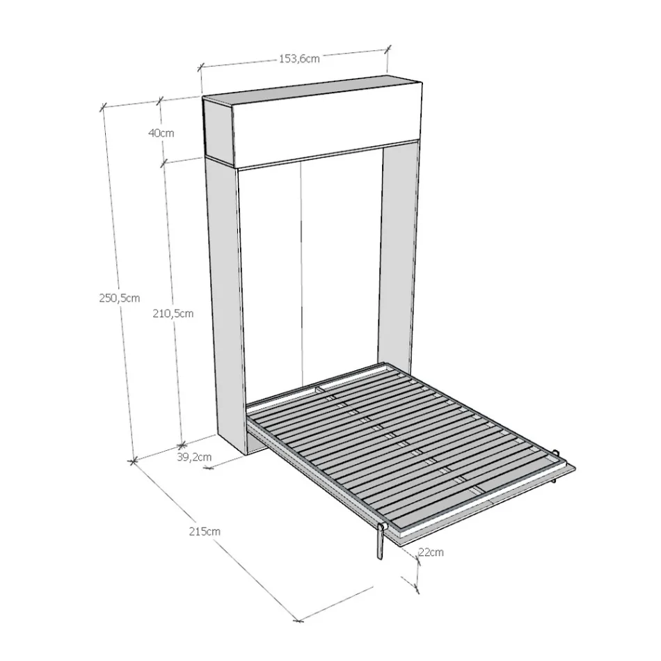 Pat francez pliabil vertical cu unitate suspendată - Magicompare Viadurini