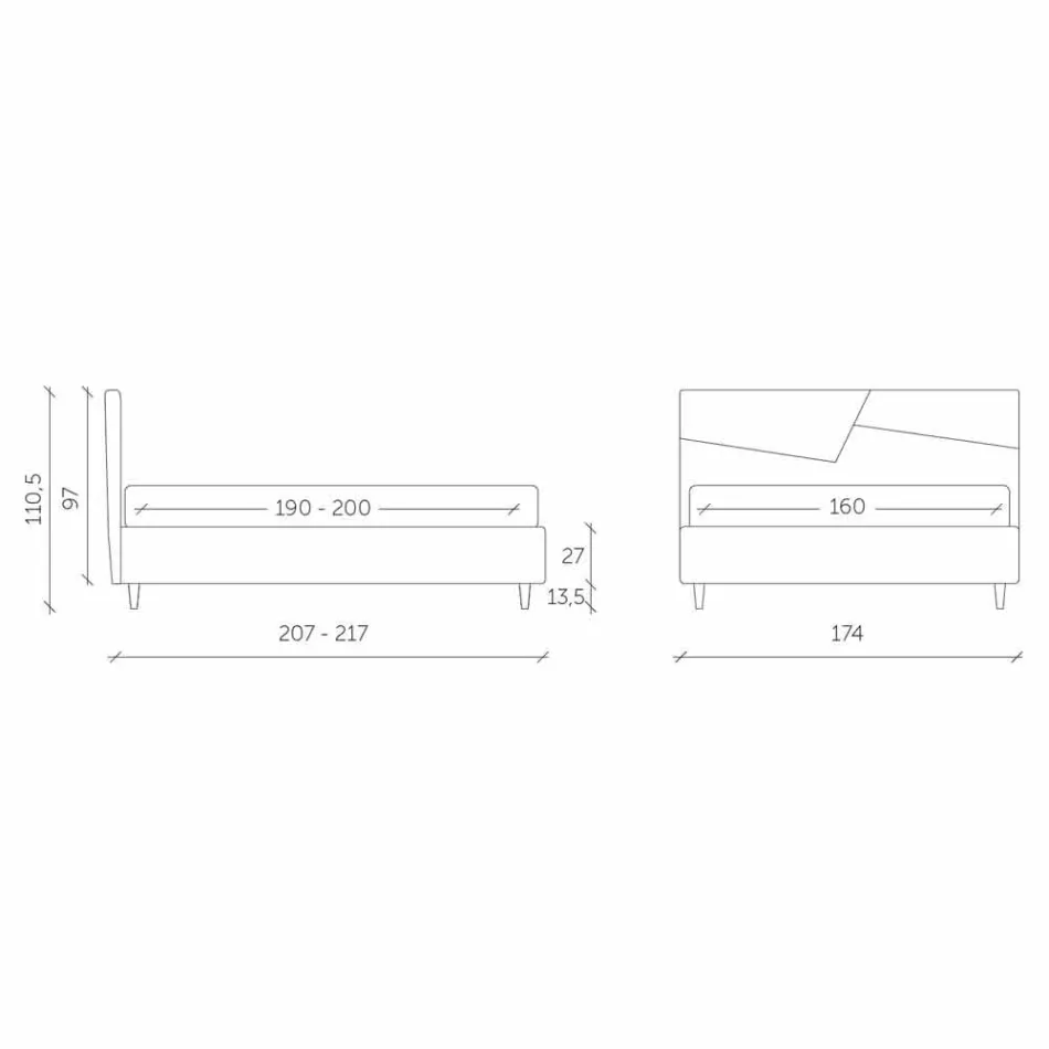 Pat cu container dublu tapițat în piele faux Fabricat în Italia - Raggino Viadurini