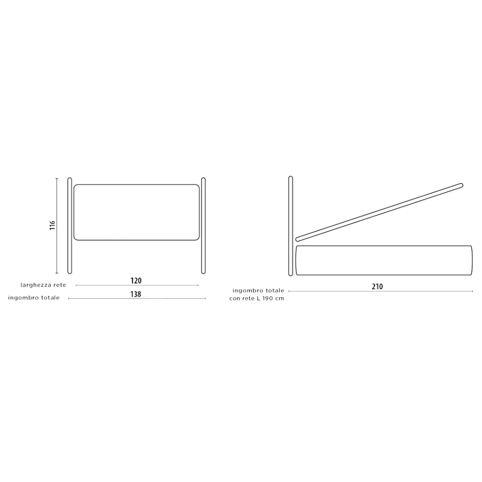 Pat de dimensiuni mari cu tăblie captusă și picioare Made in Italy - Aaron Viadurini