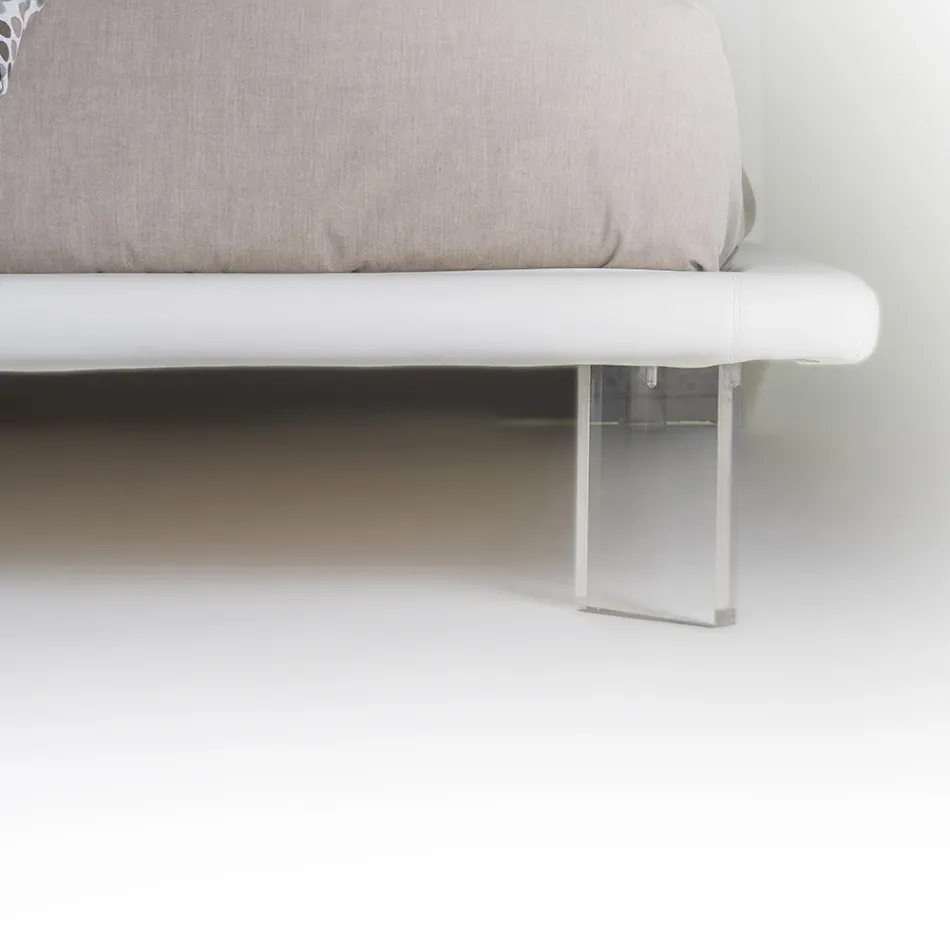 Pat dublu tapitat din piele ecologica sau stofa Made in Italy - Armonica Viadurini