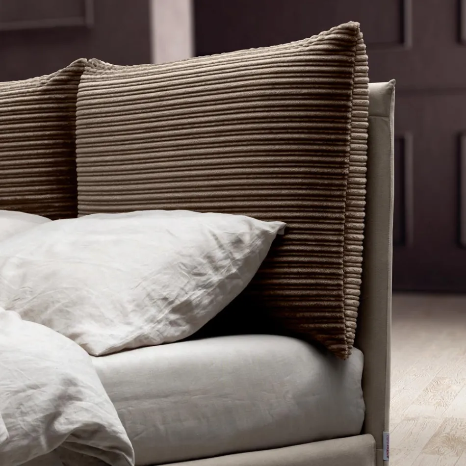 Pat Dublu 160x190 cu 2 Perne Moale in Tablia - Tramonti Viadurini