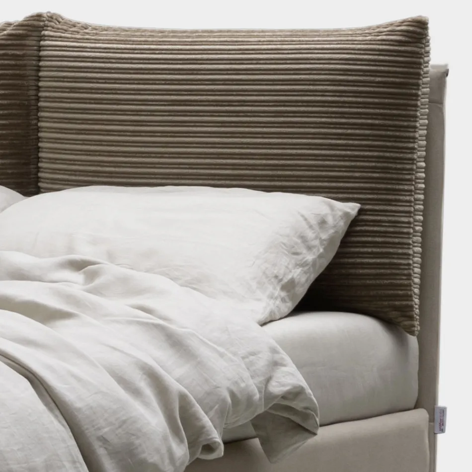 Pat Dublu 160x190 cu 2 Perne Moale in Tablia - Tramonti Viadurini