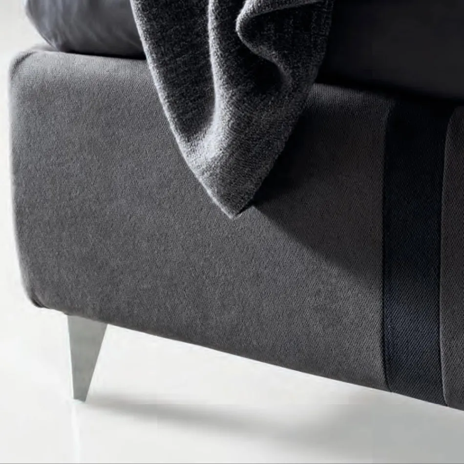 Pat dublu 160x190 cu 2 dungi verticale și paralele în două tonuri - Paolo Viadurini