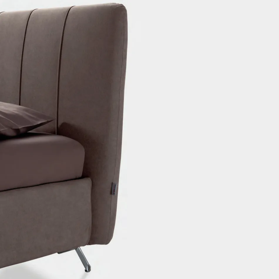 Pat dublu 160x190 cu căptușeală cu profile verticale cu cablu - Nices Viadurini