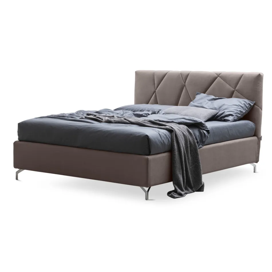 Pat dublu 160x190 cu executare matlasare geometrică - Ciottolino Viadurini