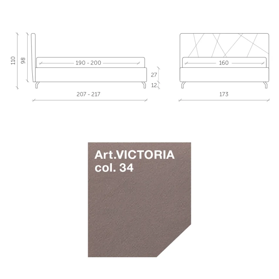 Pat Dublu 160x190 cu Matlasare Geometrică - Ciottolino Viadurini