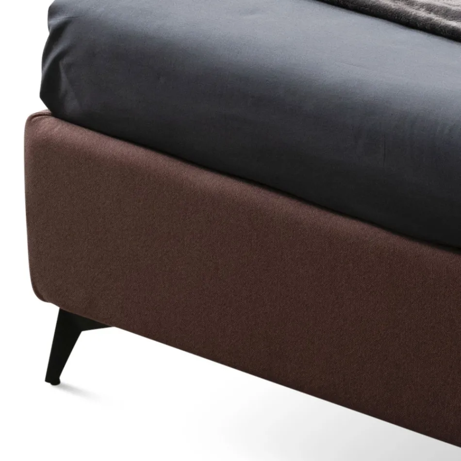 Pat dublu 160x190 cu linii curbate și bandă dublă matlasată - Gioie Viadurini