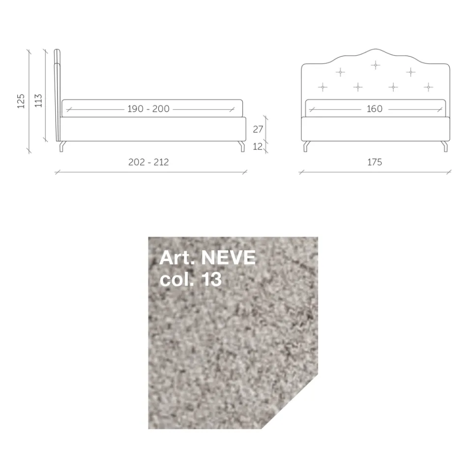 Pat dublu 160x190 cu tăblie perimetrală cu volane și nasturi - Rest Viadurini