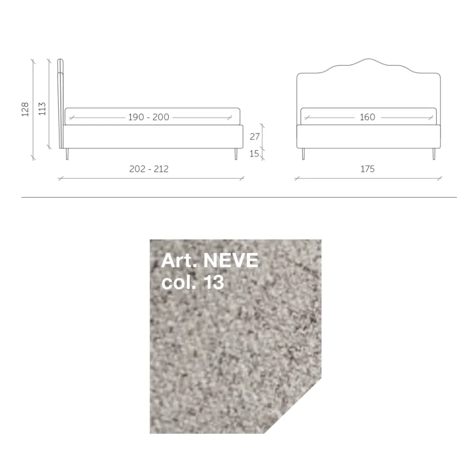 Pat dublu 160x190 cu tăblie perimetrală cu volane Made in Italy - Rest Viadurini