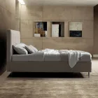 Pat dublu 160x190 cu matlasare cu benzi verticale late - Magan Viadurini