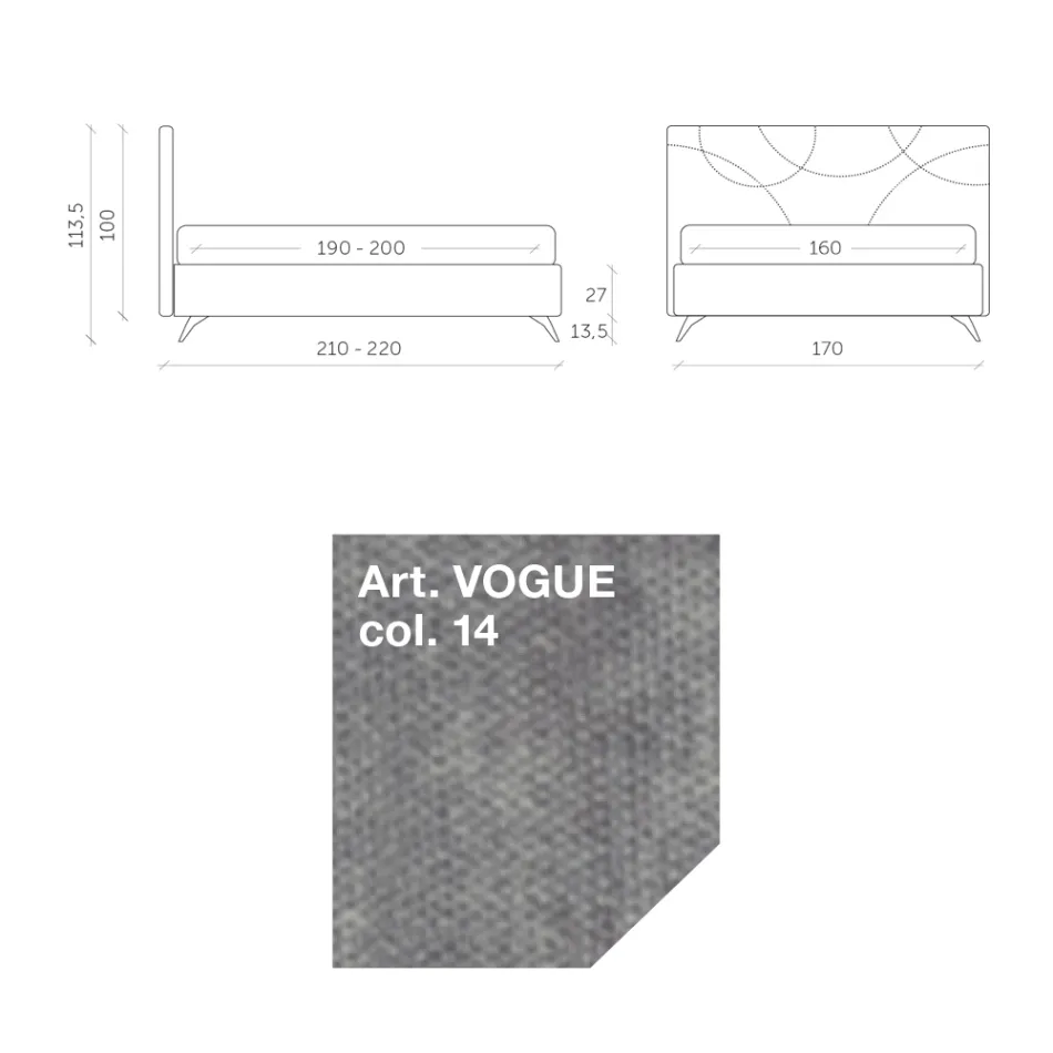 Pat dublu 160x190 cu matlasare de curbe încrucișate - Floarea soarelui Viadurini