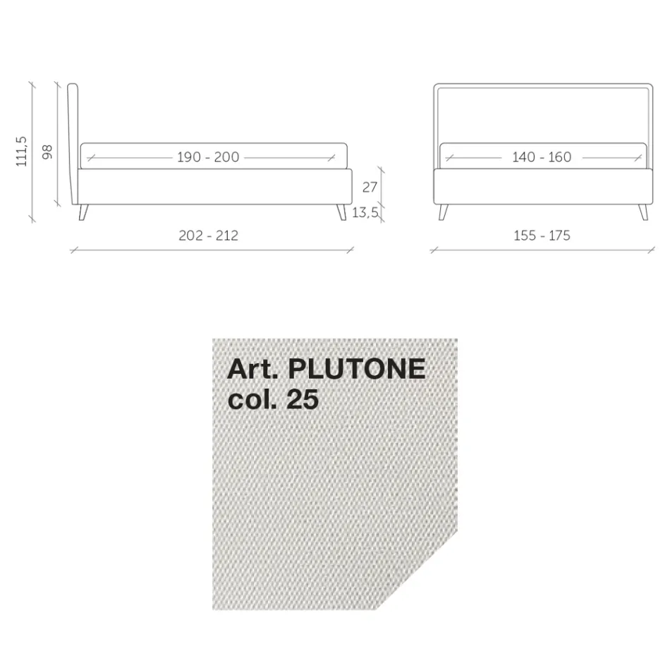 Pat dublu 160x190 din țesătură cu picioare metalice Made in Italy - Dreams Viadurini